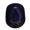 Berets Men Autumn och Winter Western Cowboy Hats Handsome Style With Cow Head Band Wide Brim Hat Jazz Accessories Cap