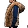 Gilets pour hommes Mode Hiver Hommes Poilu Fausse Fourrure Gilet À Capuche Épaissir Chaud Gilets Manteau Sans Manches Vestes D'extérieur Plus La Taille D Dhzku