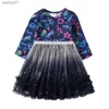 Abiti da ragazza VIKITA Ragazze Cartoon Print Dress Bambini Sfumatura Festa di compleanno Performance Abito da ballo Patchwork Layered Tulle Tutu Mesh Princess yq240327