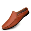 Sapatos casuais de luxo designer mules chinelos masculinos mocassins de couro genuíno homens mocassins verão homem moda metade para