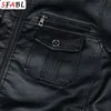 FI Motorcykel läderjacka Men Autumn Winter Faux Leather Jacket Men Windbreaker Pu Leather Coat Man Ytterkläder blixtlås upp 38nn#