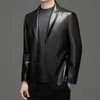 luxury Leather Jacket Men's Suit Leather Coat Autumn and Winter New Skin Casual Small Suit Coat Men's Leather Jacket D6s9#