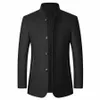 Mens Windbreaker Jackets Autumn Winter Casual Fi Jacka Woolen Coat Stand Collar Woolen Coats For Man V3Z6#