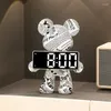 Bordklockor digital sängklocka Harts Material Smart Watchs Bear Decoration Piggy Bank Led Screen Long Battery Life Gifts