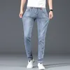 Nowa marka Fi Slim Grey Blue Chude Jeans Men Busin Casual Class