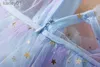 Flickans klänningar Girls Dress Summer Cake Dress for Girls Star Ruffy Sleeve Tulle Tutu Dress Kids Girl Birthday Party Dress Elegant Princess Dress YQ240327