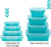 4 Pcs Silicone Collapsible Food Storage Containers with Lids Lunch Box Bento BPA free for Kitchen Pantry 240320