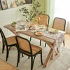 Bomullslinne Tassels Table Runner 180260cm Long Boho Rustic Cover Dining Party Decoration Vintage Stripe Protector 240322