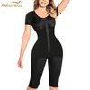 Faja colombiana mujer corpo inteiro achatar abdômen corpo shaper com calças compridas mangas curtas cintura alta emagrecimento bodysuit roupa interior 240320