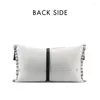 Kudde ins mode båge design täcke set svart brun vit läder midja kudde dekorativa s för vardagsrum soffa