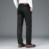 2023 Spring New Men's Bamboo Fiber Casual Pants Classic Style Busin Fi Khaki Stretch Cott Byxor Male varumärke 27OU#