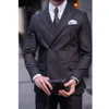 formal Black Men's Suits Double Breasted Stripe Peak Lapel Regular Length Chic Outfits Full Set 2 Piece Jacket Pants Costumes w7ly#