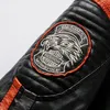 Mens Vintage Motorcykeljacka 2023 Men FI Ny cyklistläderjacka Manlig broderi Bomber Coat Winter Fleece Pu Overcoat N41V#