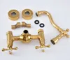 Bathroom Sink Faucets Gold Color Brass 360 Swivel Spout Basin Faucet Dual Handle Hole Kitchen Cold Water Mixer Tap Dsf621