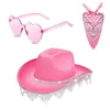 Bérets Mariée Cowgirl Chapeau Frangé Écharpe Bachelorettes Party Costume Femmes Accessoires