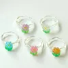 Korean Cute Transparent Resin Acrylic Flower Ring for Y2K Girl Finger Ring Summer Women Aesthetic Jewelry Friend Gifts 240312