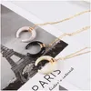 Pendant Necklaces New Faux Ivory Bone Double Horn Moon For Women Crescent Shape Gold Chain Choker Fashion Jewelry Gift Drop Delivery P Dhbmk