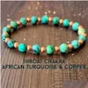 Kralen Mg1609 Strand Nieuw Ontwerp Keelchakra Pols Mala Armband 6 Mm Afrikaanse Turquoise Koper Voor Women300A Drop Levering Sieraden Br Otuhp