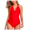 New Womens Hanging Neck One Piece Swimsuit with a Tight Stomach and Open Back Deep V Sexy Swimsuit