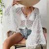 Frauen Blusen Sommer Strand Kleid Spitze Fledermaus Ärmel Shirts Aushöhlen Bademode Cover Ups Sexy Outfits Frauen Beachwear