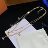 Mehrschichtiges Charm-Armband, Markendesigner, Kleeblatt-Kristall, Buchstaben-Kettenarmband, Damen-Anhänger, 18 Karat Gold, versilbert, Edelstahl, Halskette, Modeschmuck