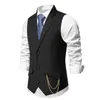 men's Retro Lapel Suit Vest Classic All-Match Single Breasted Suit Vest Busin Casual Party Herringbe Ni V-Neck Vest Y6uO#
