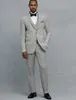 fi Grey Groom Tuxedos Notch Lapel Blazer Terno Masculino Groomsmen Wedding Prom Men Suits Jacket+Pants+Vest J4mg＃