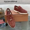 Loro piano lp lorospianasl mode-winter vrouwen schoenen metaal decor ondiepe topkwaliteit wollen laarzen warme slip-on natuurlijke harige schoenen ontwerper gezellige ronde teen walk schoenen