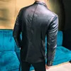 dr Suit Coat men's jackets men's Busin leather jackets men's Pu Blazers new Korean style slim thin trend leather jackets B29M#