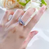 Anneaux de cluster S925 Bague en argent en forme de poire goutte d'eau 6 8mm diamant rose fleur de luxe