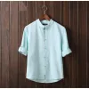 Ethnic Clothing 5Xl Men Shirt Casual Loose Solid Color Chinese Style Top Outfit Plus Size 2023 Autumn Male Vintage Half Sleeve Tops Dr Ota9I