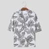 Camicie casual da uomo INCERUN Camicia hawaiana da uomo Stampa risvolto Manica corta Abbigliamento con bottoni Streetwear 2024 Camicie moda estiva S-5XL