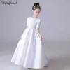 女の子のドレスディデイットルホワイトパフスカートウェディングパーティーのためのエレガントなフラワーガールズドレス