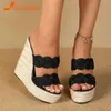 Slippers Slippers Summer Straw Sole Womens Sandals 2023 ot Sale Plaorm eeled European Style Sexy Lady Slipper Simply Outside Casual H240326D1DX