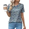 Damenblusen, Damen-Sommer-T-Shirt, O-Ausschnitt, kurze Ärmel, einfarbig, plissiert, lockere Passform, weich, bequem, Stoff-T-Shirts