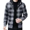 herenjas geruit patroon ademend polyester trui met capuchon voor winter X7Zy #