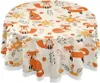 Bordduk Autumn Forest Animal Printed Spets Round Tabelduk 60 "Diameter Täckning för Fest DINNING HOME DECOR PICNIC