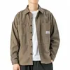 Camicie da uomo Lg Sleeve Jackets Pocket 2023 Primavera Autunno Cardigan Fi Streetwear Maschile Casual Oversize Cappotto Camicette allentate k2Kh #