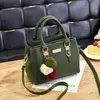 Women Pu Leather Handbags Hairball Decor Vintage Purse Plush Tassel Messenger Bags Tote Designer Boston Shoulder Crossbody Bag 240322