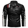 Herbst Winter Männer Biker Lederjacke Fi Stehkragen Reißverschluss Mantel Beiläufige Dünne Windjacke Motorrad Kunstleder Jacke c9GN #