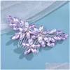 Barrettes Barrettes Mariée Peignes Violet Strass Designs Sier Plaqué Métal Coiffes Fée Cristal Coiffe Bijoux Pour Femmes Drop Otqvd