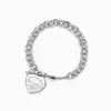 gioielli Bracciale a catena spessa con cuore di pescaCarta da donna a cuore in argento sterling 925 moda classica con sacchetto per la polvere e scatola