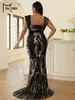 Plus Size Dresses Missord Black Sequin Evening Elegant Women Square Collar Sleeveless Bodycon Maxi Mermaid Party Prom Dress Gown