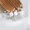 Hair Clips Flower Clip Comb Pearl Crystal Rhinestone Hairpin For Women Prom Bridal Wedding Accessories Jewelry Pin Headband