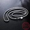 سلاسل Top Sale حقيقية نقية 925 Sterling Silver Necklace Netlace Jewelry Chain for Men Women 2mm 3mm 4mm width rope rope with coldster clasps