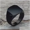 Pierścienie opaski Maza moda 50pcs/partie czarny gładki geometria pierścień metalowy dla kobiet biżuteria rozmiar 17 mm do 21 mm mix dostawa otqjl