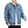 Nowa kurtka kotelka dżinsowa mężczyźni Vintage Jean Coats Streetwear Fi Jean Jacket Men Down Down kołnierzyk Odziera Opieki Bomber Kurtka Y4HI#