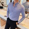 Roupas de marca masculina primavera alta qualidade busin dr camisas/masculino fino ajuste fi xadrez lapela lg manga camisas 4xl-m 7515 #