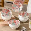 Bowls Tableware No Fading Japanese Cartoon Cute Fresh Ins Wind Kitchen Decorations Ceramic Dishes Bowl Home Spiral