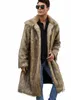Пальто мужское теплое из искусственного меха свободное осень-зима коричневое пальто Lg с отложным воротником и рукавами мужская куртка макси с высокой талией элегантная 2024 куртка 77uy #